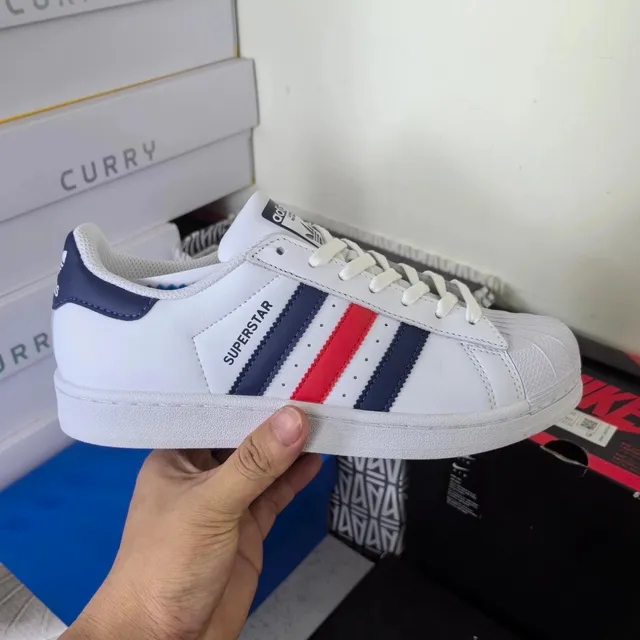 Adidas Superstar White Navy Red