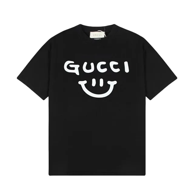 Gucci Smiley Logo T-Shirt Black with White Print