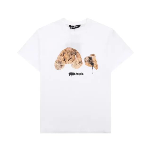 Palm Angels Graphic Tee Distressed Bear Print