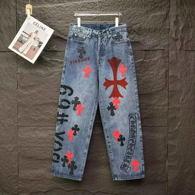 Chrome Hearts Cross Embroidered Jeans