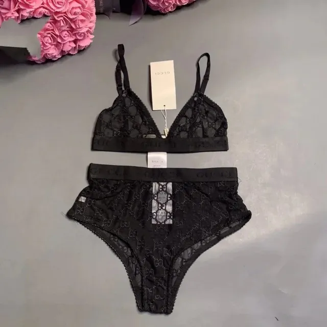 Gucci Lace Bra and Brief Set GG Monogram