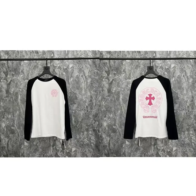 Chrome Hearts Raglan Long Sleeve Tee Pink Cross Logo