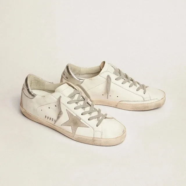 Golden Goose Superstar Distressed White with Metallic Star