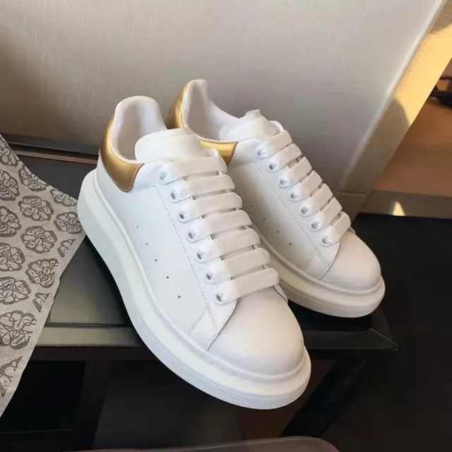 Alexander McQueen Oversized Sneaker White with Gold Heel Tab