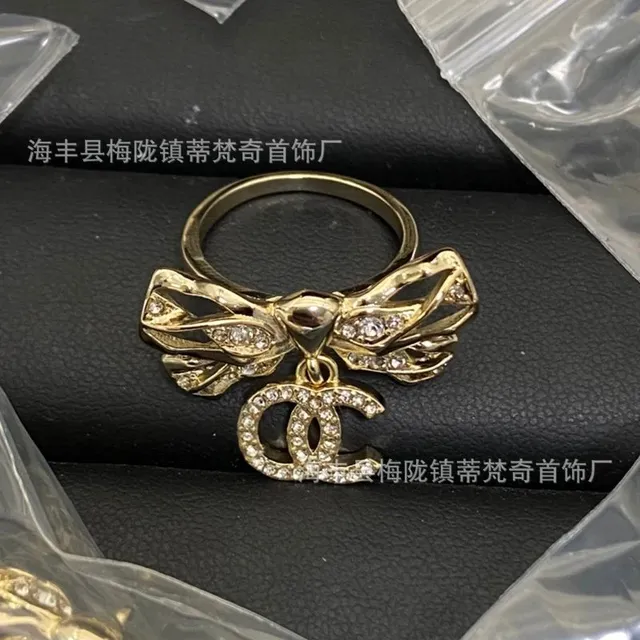Chanel Bow Ring with CC Charm Crystal-Embellished