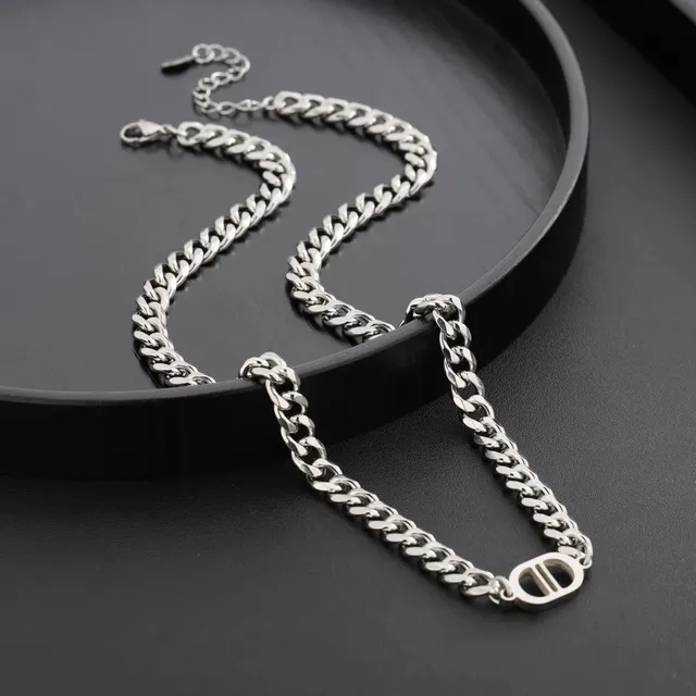 Dior Curb Chain Necklace CD Logo
