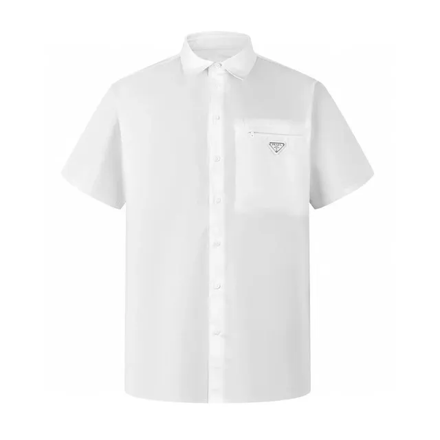 Prada Short-Sleeve Shirt Triangle Logo Pocket