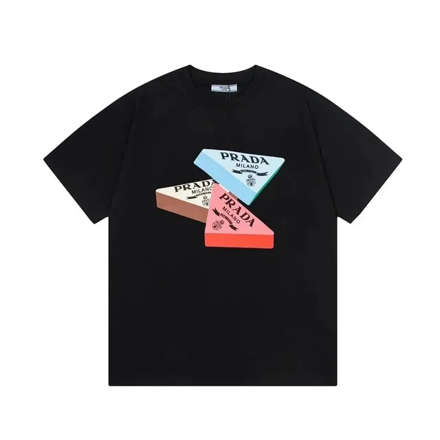 Prada Triangle Logo Tee Multi-Color Prism Print