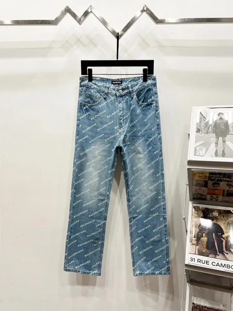 Balenciaga Logo Print Jeans All-Over Logo