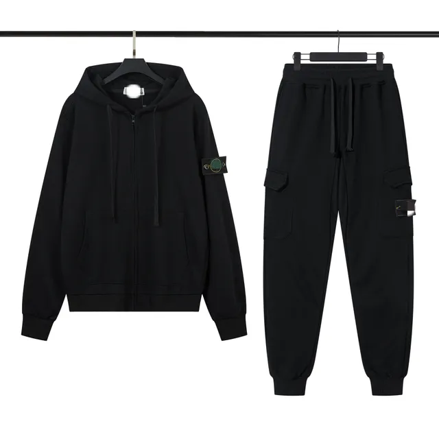 Stone Island Hoodie and Cargo Joggers Set Black
