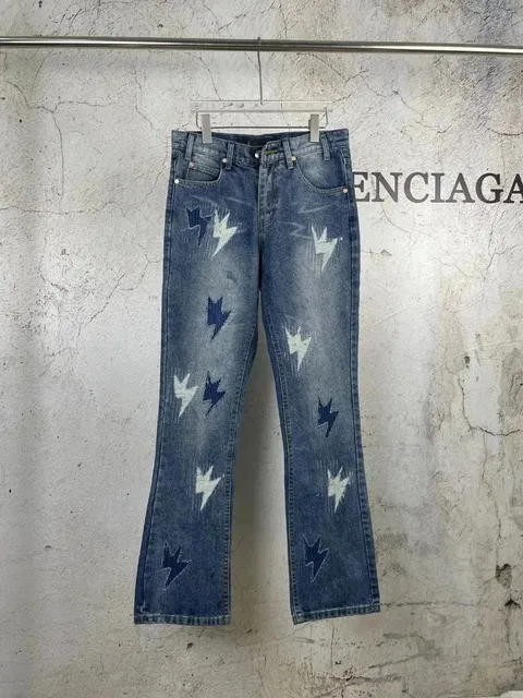 Balenciaga Lightning Jeans Embroidered Lightning Bolt