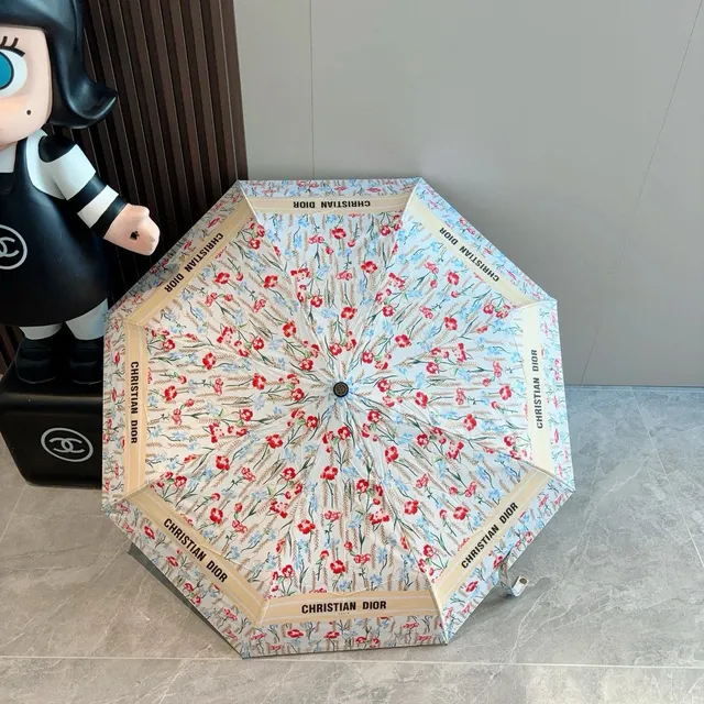 Dior Floral Print Umbrella Field of Poppies