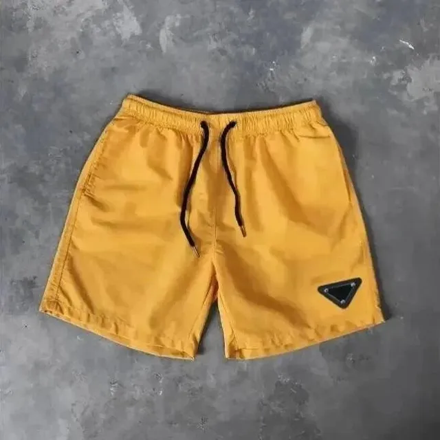 Prada Triangle Logo Shorts Yellow with Black Triangle