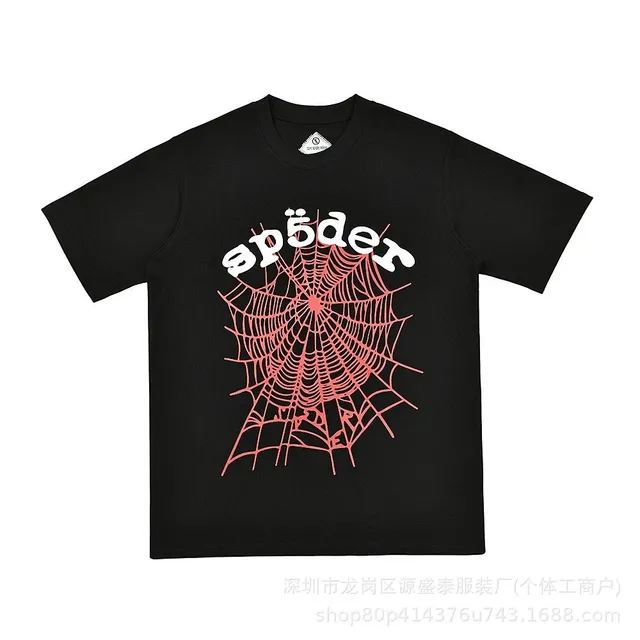 Sp5der Spider Web Tee Black with Red Web and White Logo