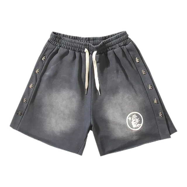 Hellstar Embroidered Shorts Dragon Logo with Studs