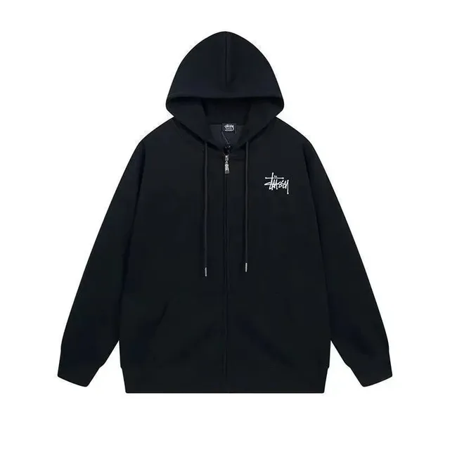 Stüssy Zip-Up Hoodie Logo Embroidered
