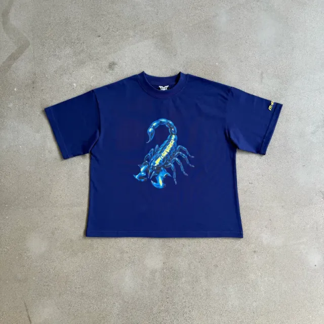Mertra Scorpion Tee Metallic Blue Scorpion Print
