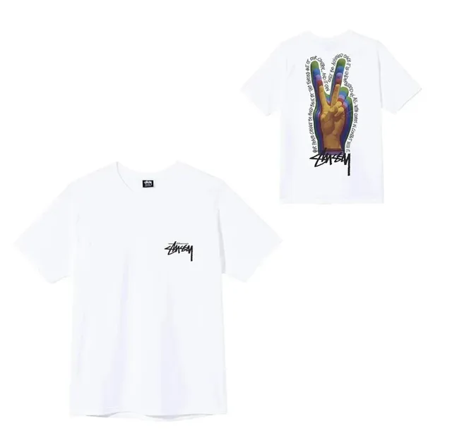 Stüssy Peace Sign Tee Rainbow Peace Hand Print