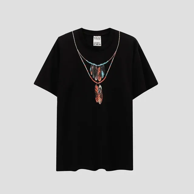 Marcelo Burlon Graphic T-Shirt Feather Necklace Print