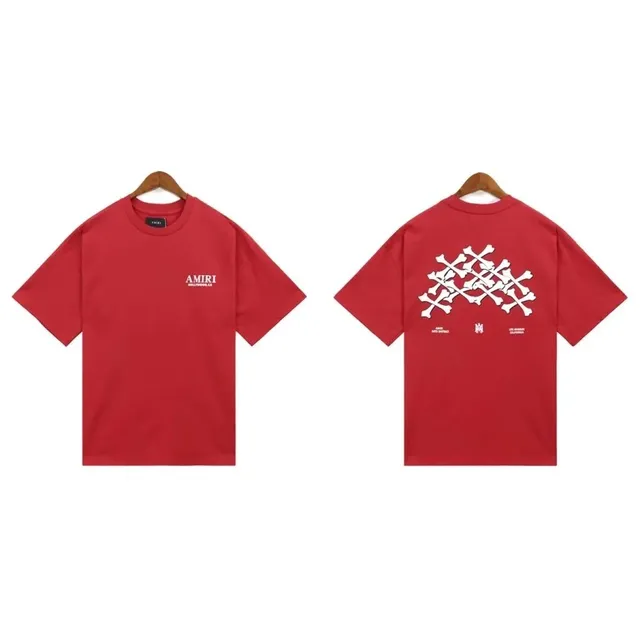 Amiri Crossbones Tee Red with White Print