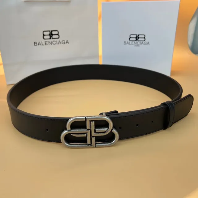 Balenciaga BB Belt Silver Logo Buckle