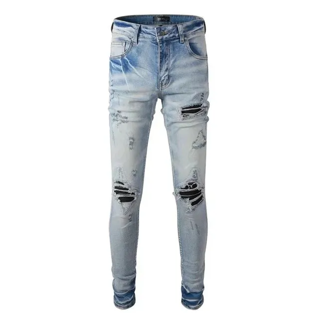 Slim Fit Jeans Distressed Acid Wash