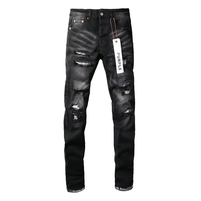 Distressed Slim Fit Jeans Black Wash