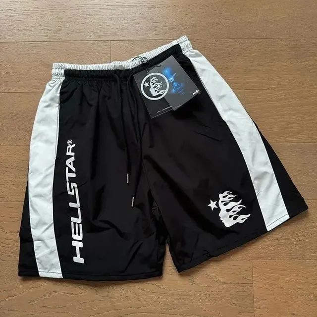 Hellstar Track Shorts Flame Logo Black/White