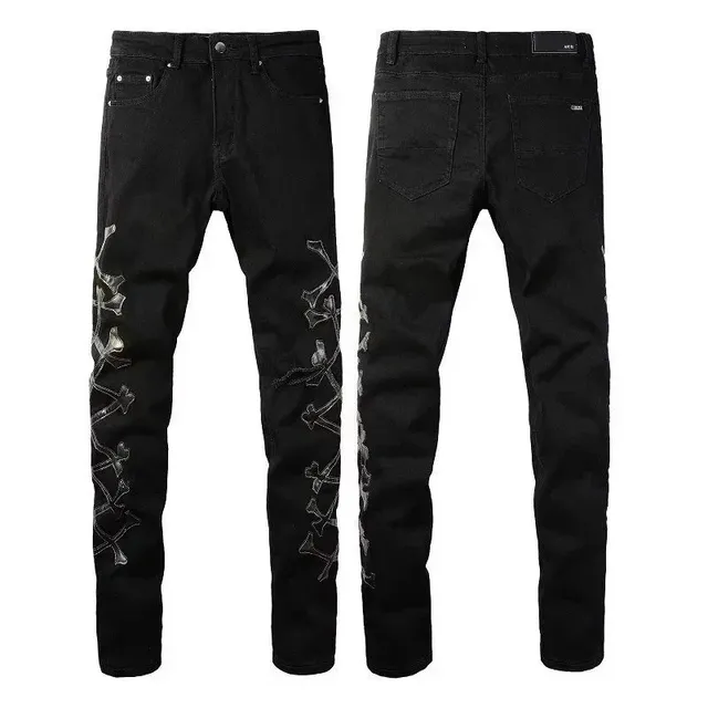 Chrome Hearts Crossbone Jeans Embroidered