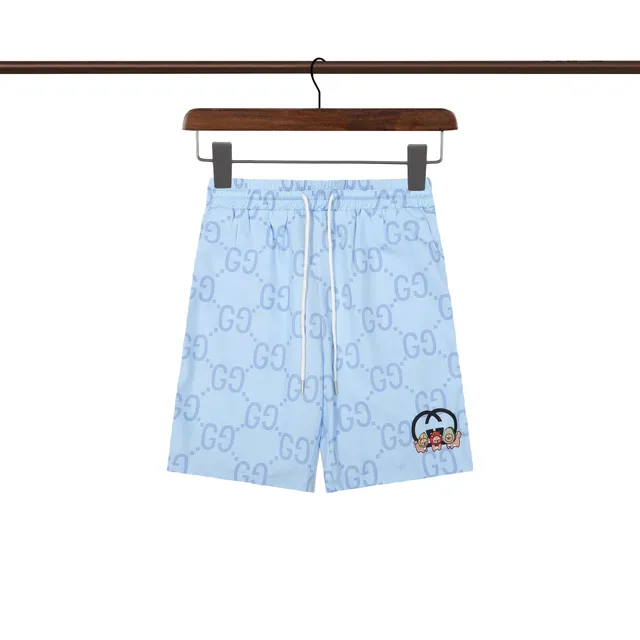 Gucci GG Monogram Shorts Light Blue with Cartoon Patch