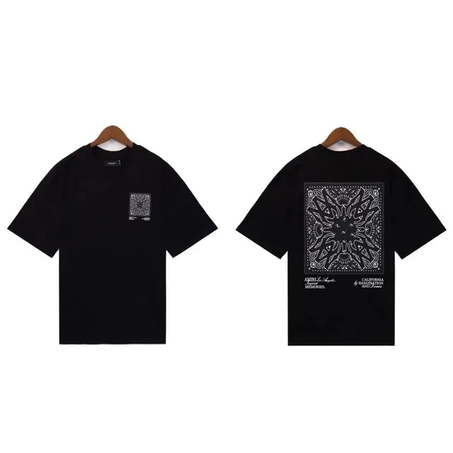 Amiri Bandana Print T-Shirt Black with White Bandana Graphic