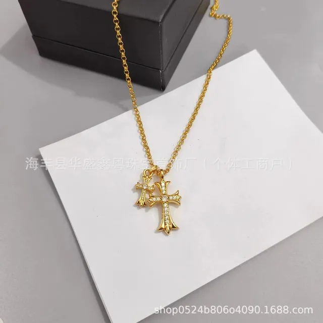 黄金双十字架珍珠链