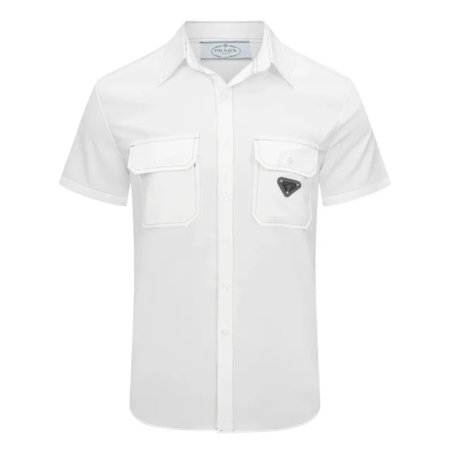 Prada Short-Sleeve Shirt Triangle Logo Patch