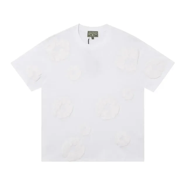 Denim Tears Scrunched Flower T-Shirt White with 3D Floral Appliqués