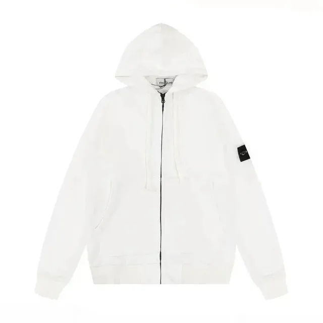 Stone Island Zip-Up Hoodie Solid White