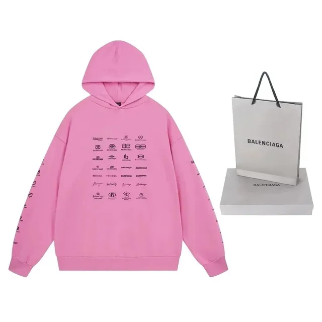 Balenciaga Logo Print Hoodie Multi-Logo