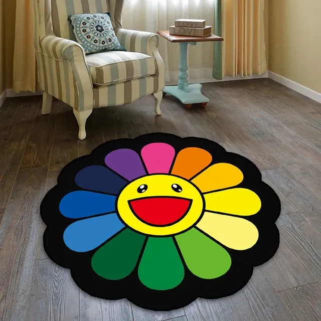 Takashi Murakami Flower Rug Rainbow Smile