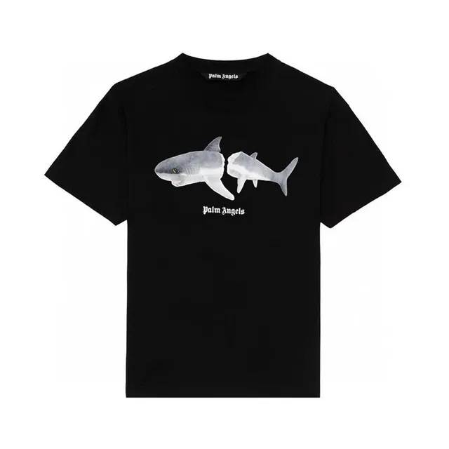 Palm Angels Shark Graphic Tee Shark Print
