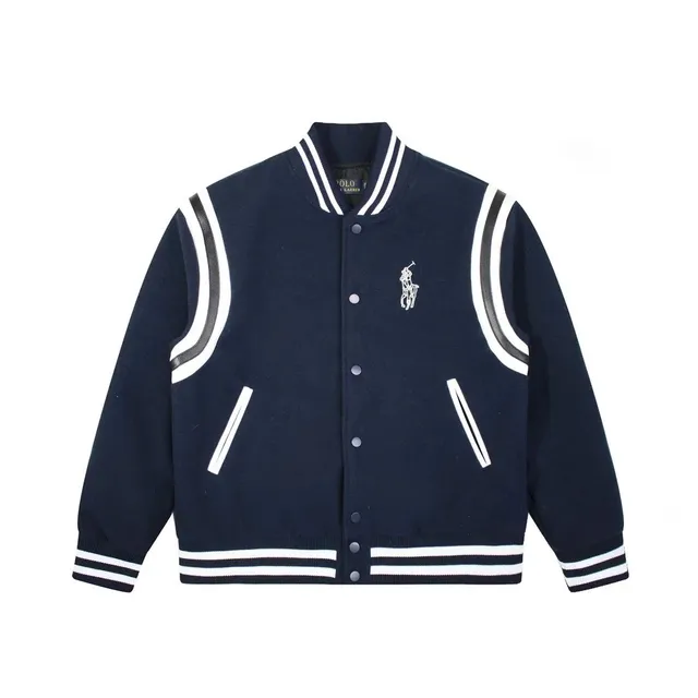 Polo Ralph Lauren Varsity Jacket Navy with White Stripes