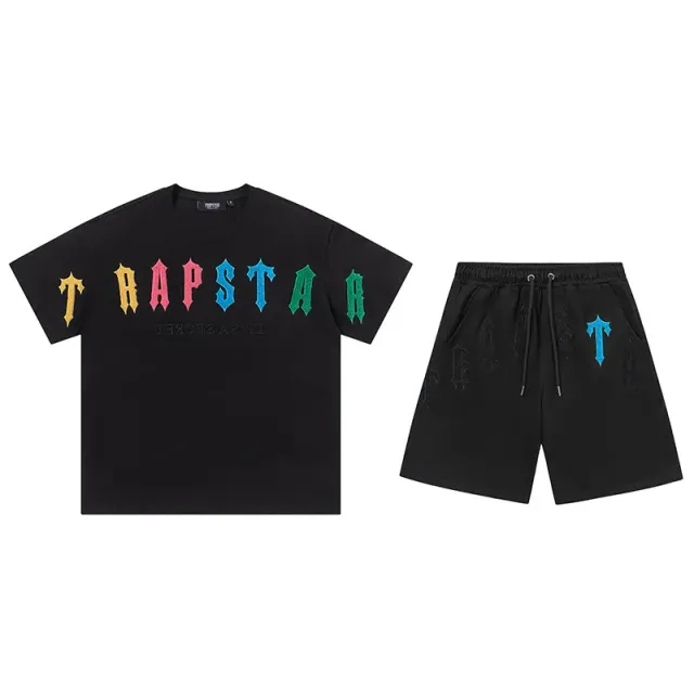 Trapstar Logo Tee & Shorts Set Multi-Color Logo