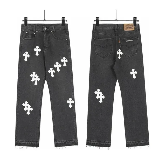 Chrome Hearts Cross Patch Jeans White Cross Appliqué