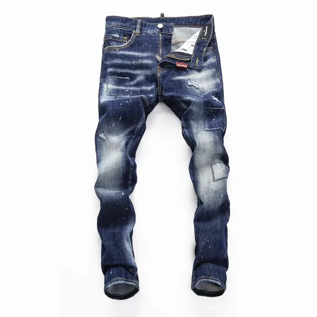 Dsquared2 Distressed Slim Fit Jeans Paint-Splatter Patchwork