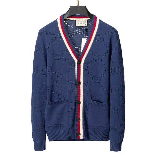 Gucci GG Knit Cardigan Web Stripe Trim