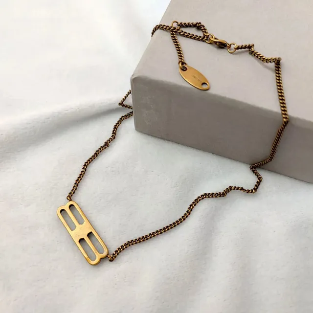 Balenciaga Chain Necklace Double B Pendant