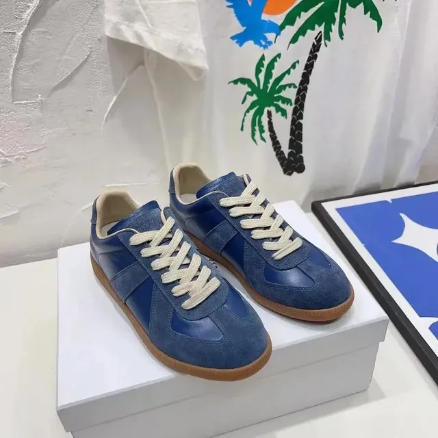 Maison Margiela Future Sneaker Navy Suede and Leather