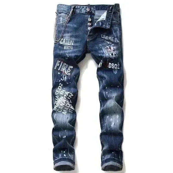 Dolce & Gabbana Printed Jeans Distressed with Graphic Print