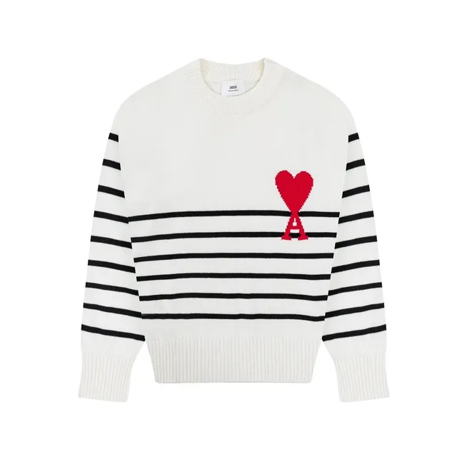 AMI Paris Knit Sweater Heart Logo Stripe