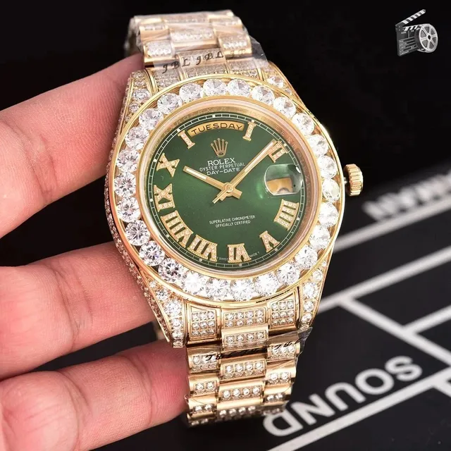 Rolex Day-Date Green Dial Diamond Bezel and Bracelet