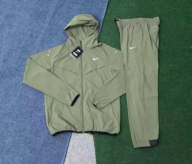 Nike Windrunner Jacket and Joggers Set Olive Green
