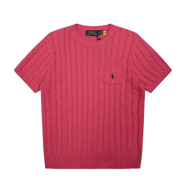 Polo Ralph Lauren Cable Knit Short-Sleeve Sweater Cable Knit with Pocket